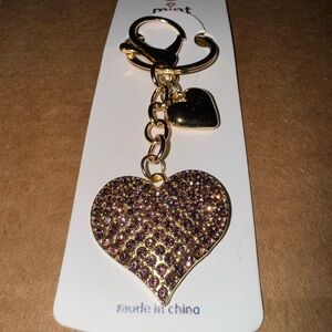 Gold & Purple Sparkle Heart Keychain Bag Charm on sale $5.00